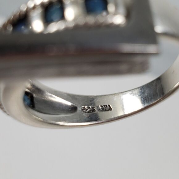 Vintage Signed CNA 7 Deep Blue Sapphire Sterling Silver 925 Ring Size 9 - Picture 17 of 17
